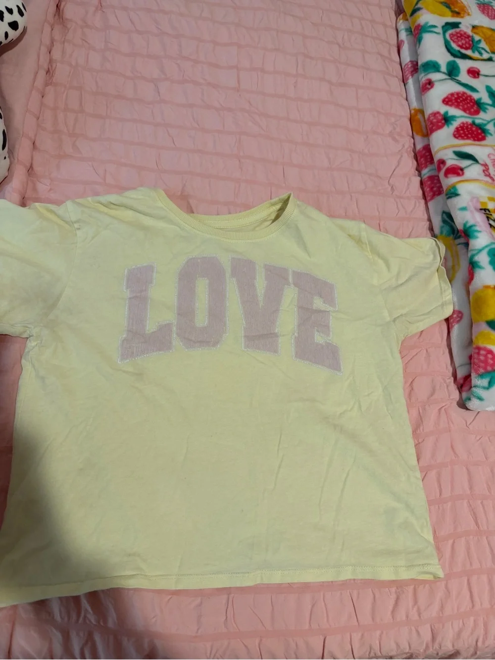 Target Yellow Short Sleeve Tee with Pink LOVE Graphic